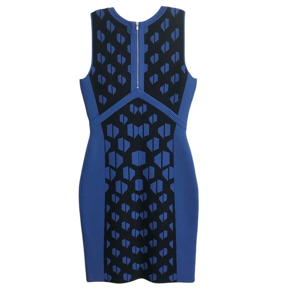 Diane Von Furstenberg Blue Black Franca Sleeveless Bodycon Dress S EUC - Picture 2 of 9